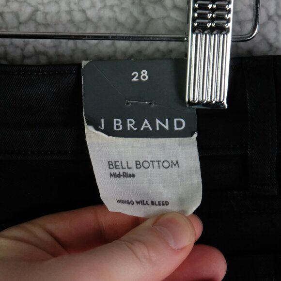 J Brand Jeans Womens 28 Black Bell Bottom Mid Rise Stretch Waxed Denim - Picture 6 of 15